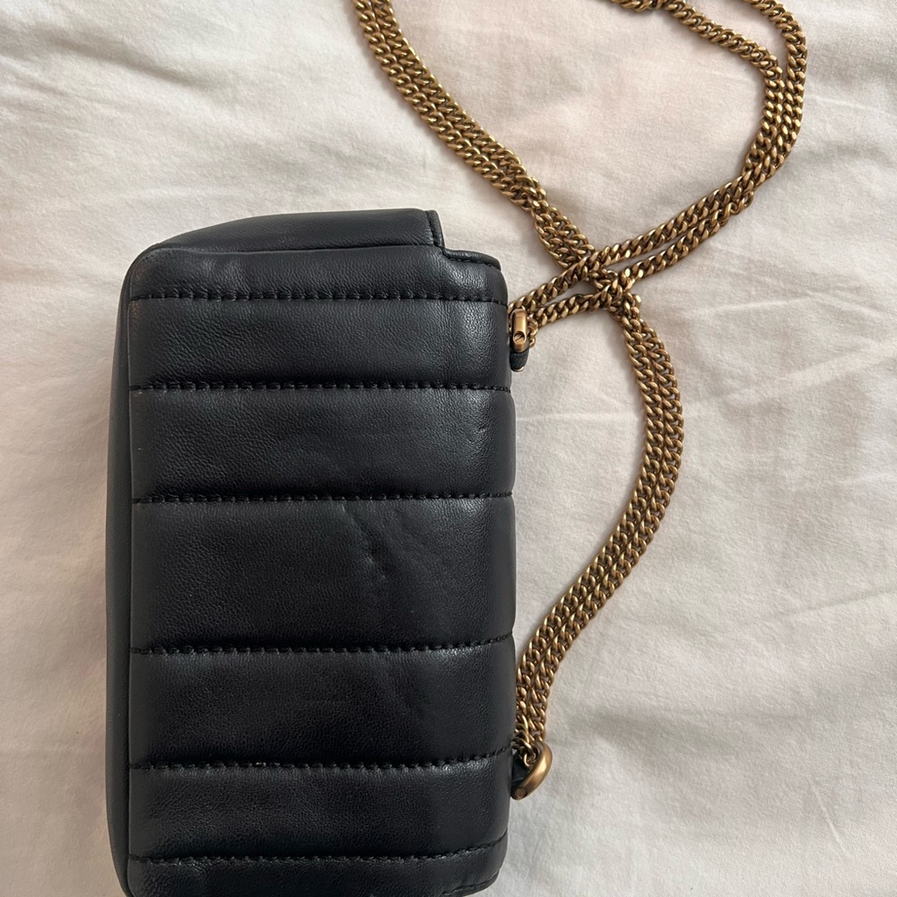 Tory Burch Black Quilted Crossbody Bag with Gold Chain